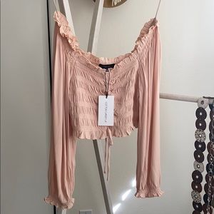 Blush Pink Blouse with Ruffle Detail